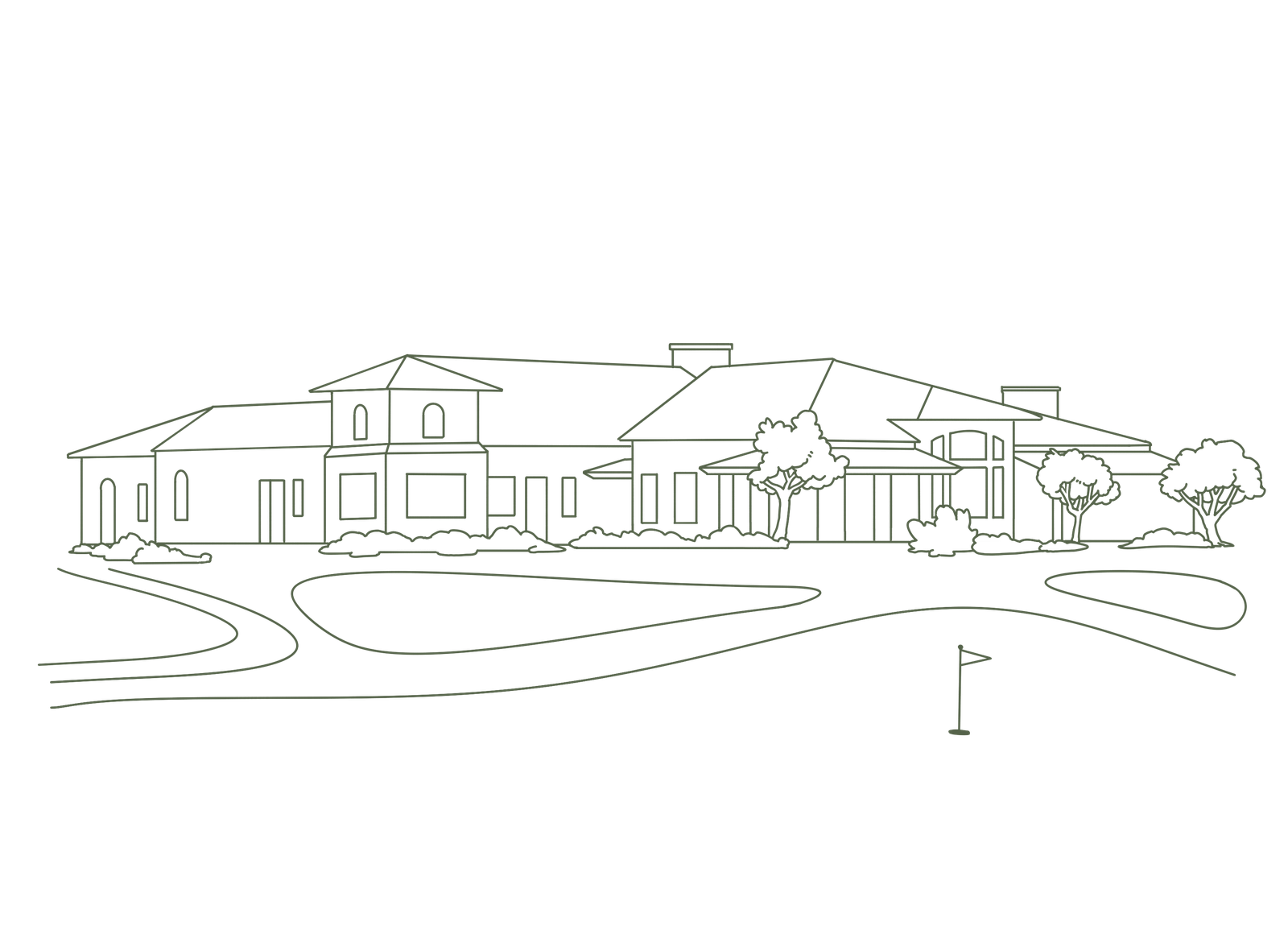 Illustration of the Maderas Golf Club clubhouse